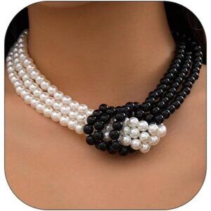 Versatile Faux Pearl Choker Necklace with Twist Design - Special Occasion Gift